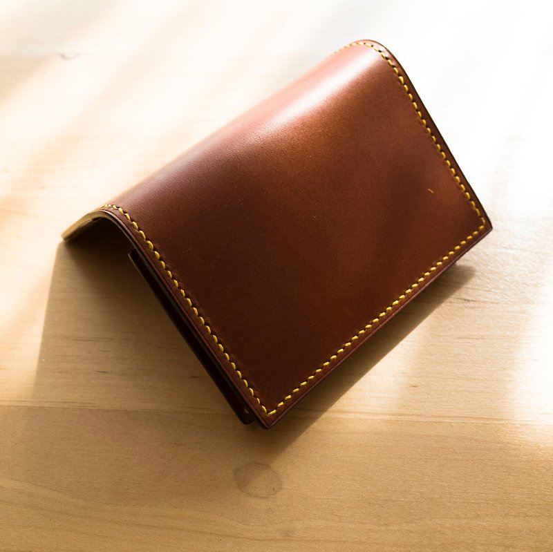 Square Card Holder - Card Holders & Cases - Genuine Leather Brown