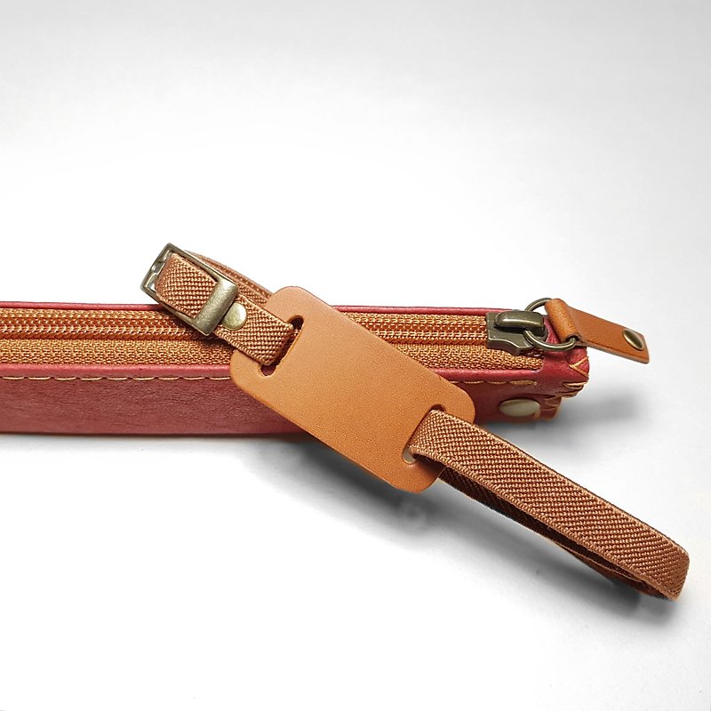 專利設計變形筆袋/工具袋(附彈性書綁)_朱紅色_天然豚革 - 鉛筆盒/筆袋 - 真皮 紅色