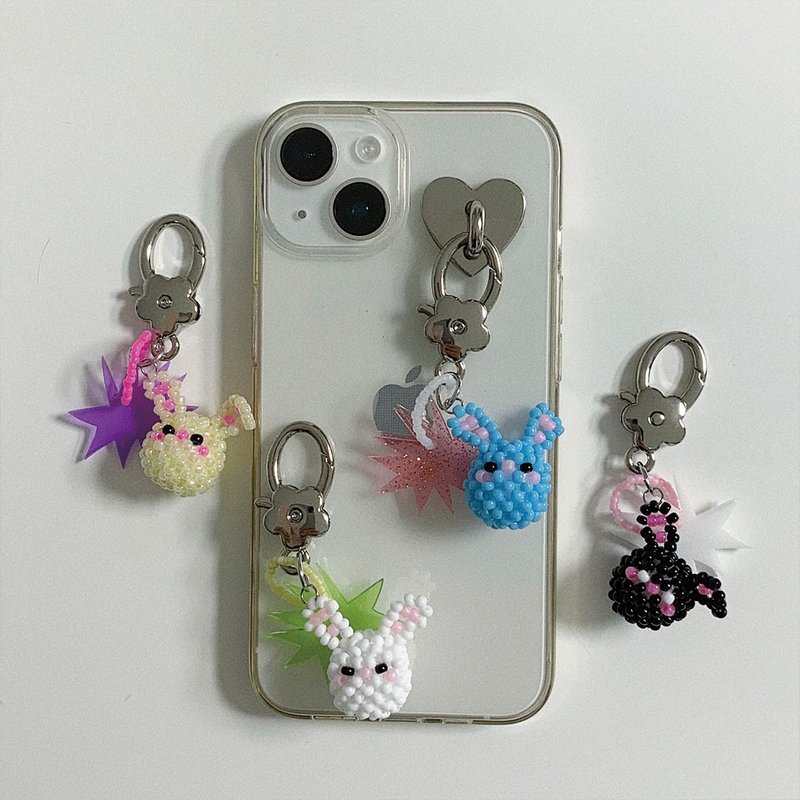 Rabbit Beam Beads Keyring Keychain - Keychains - Acrylic Multicolor