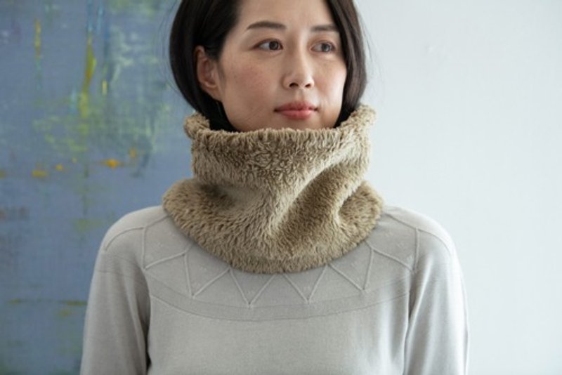 カカオ染め　Organiccotton Fur ふわふわネックウォーマー【Big size】 - 絲巾 - 棉．麻 