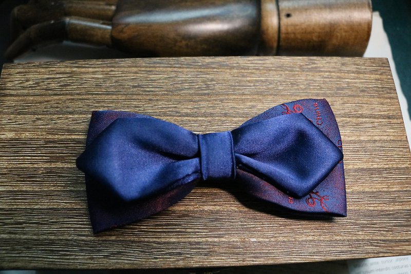 Blue silk splicing diamond bow tie - Bow Ties & Ascots - Silk Purple