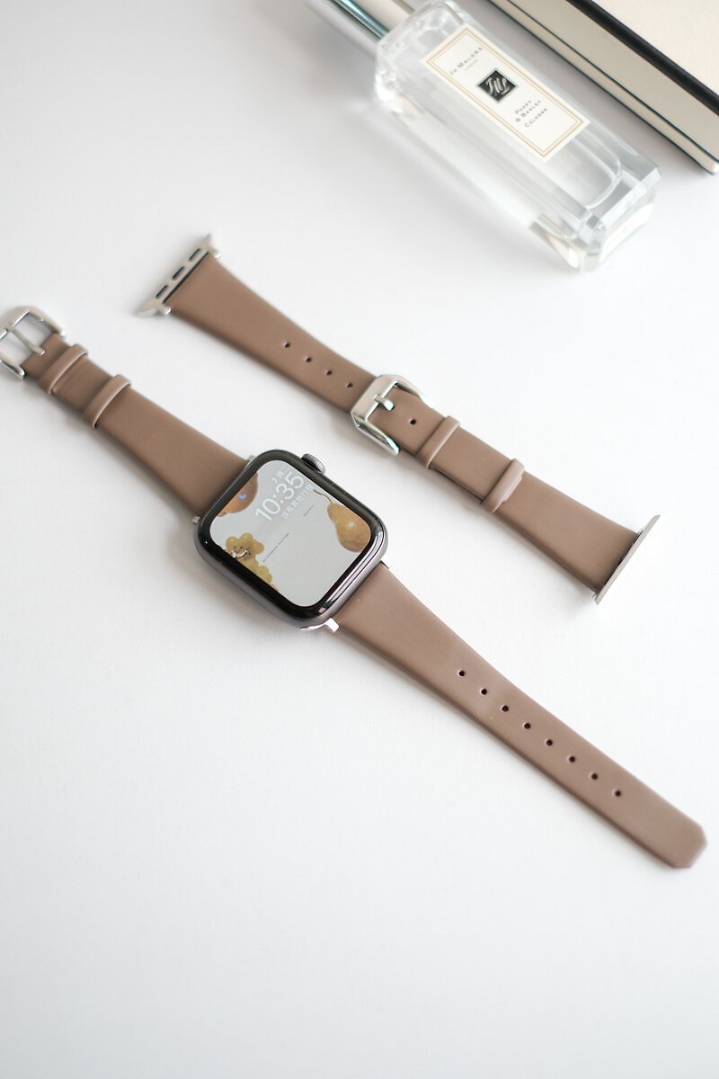 Apple Watch Fine Silk Silk Leather Strap Brown - Watchbands - Genuine Leather Brown