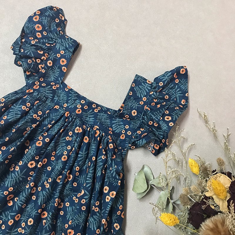 the square collar baby dress - Skirts - Cotton & Hemp Multicolor