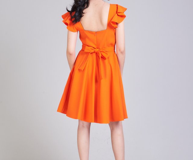 orange retro dress