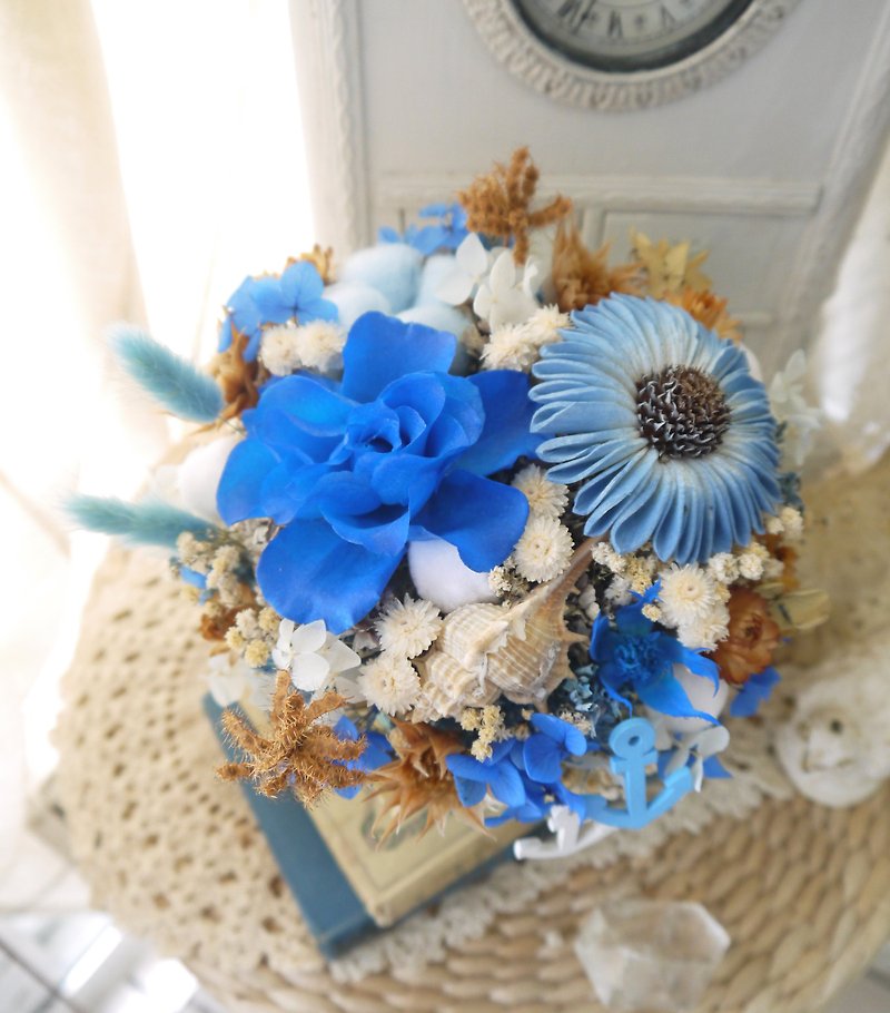Sea Man. Ocean Blue Series. No Flower Rose Birthday Dry Flower Gift - Dried Flowers & Bouquets - Plants & Flowers Blue