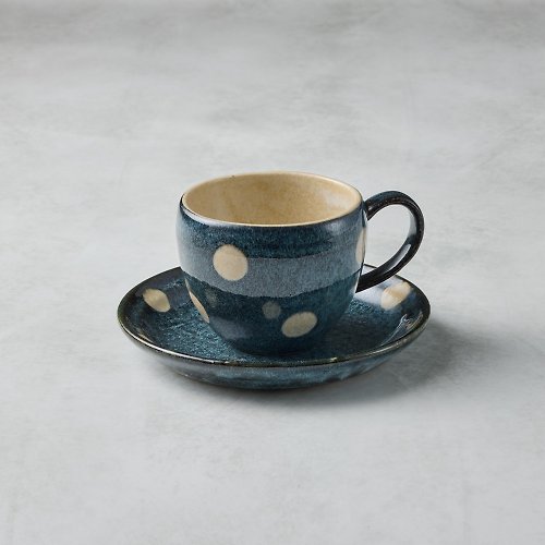 有種創意 日本食器 日本美濃燒 - 圓釉咖啡杯碟組 - 水玉點點(2件式) - 200 ml