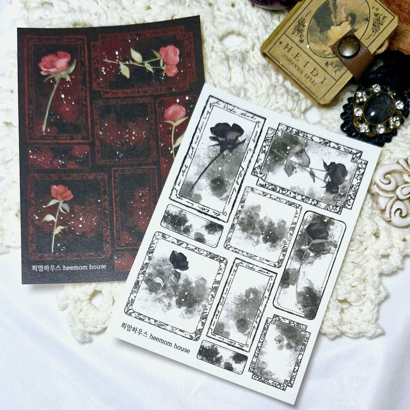 A watercolor rose frame paper sticker - 貼紙 - 紙 白色