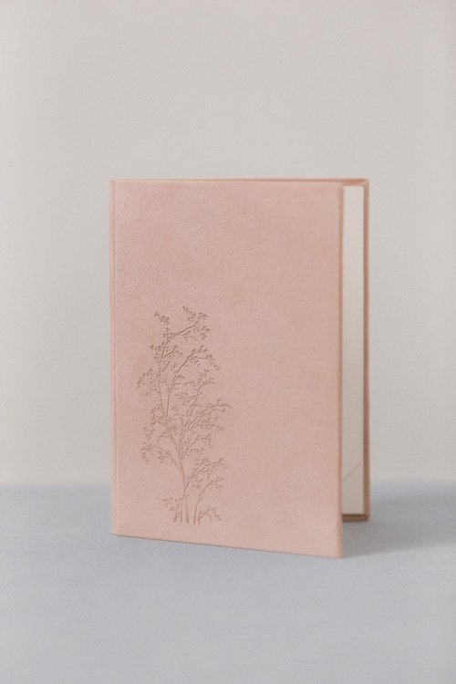 Bark & Berry Vows Book - SUEDE 10x15 cm - Folio Folder Menu Holder His Her Vows Calligraphy