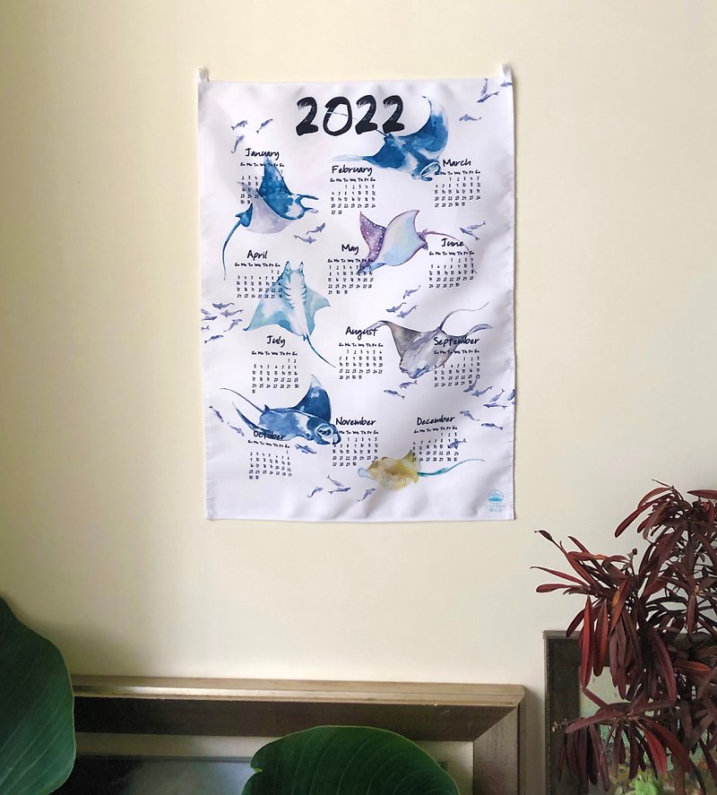 2022魟魚年曆 聖誕禮盒 交換禮物 - 掛牆畫/海報 - 棉．麻 