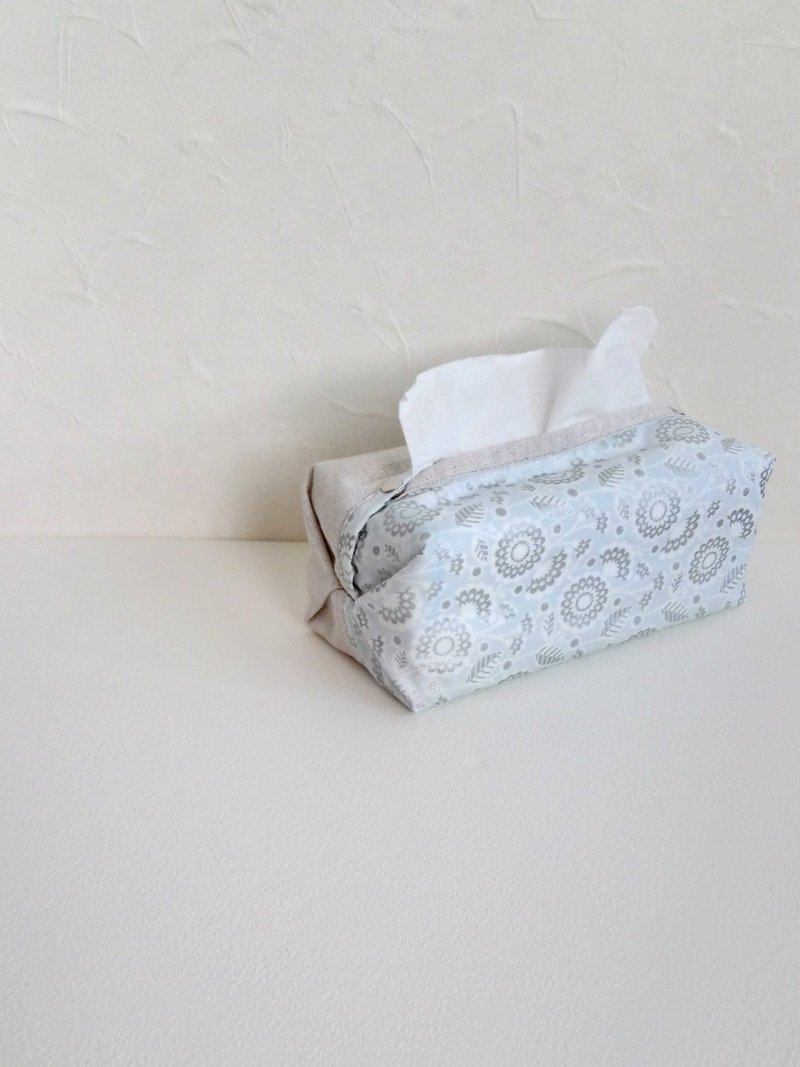 [ITS/Double Tissue Tissue Set] Flower Light and Shadow 2 French Silver Onions can be purchased with a lanyard! - Tissue Boxes - Cotton & Hemp Silver