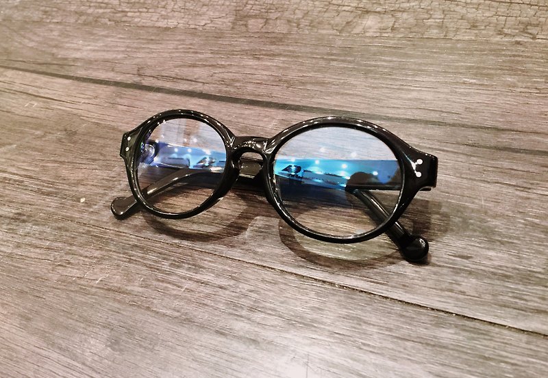 Retro round glasses traditional crafts of Japan IOFT International Optical Fair in Japan winning brand hand-made Handmade in Japan Round Oval Shape eyeglasses frame eyewear - กรอบแว่นตา - วัสดุอื่นๆ สีดำ