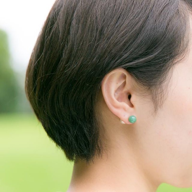 Maru Pierce GREEN - 耳環/耳夾 - 其他金屬 綠色
