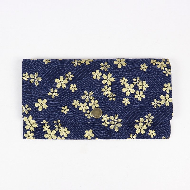 Red envelope bag passbook cash storage bag-cherry blossom (blue)