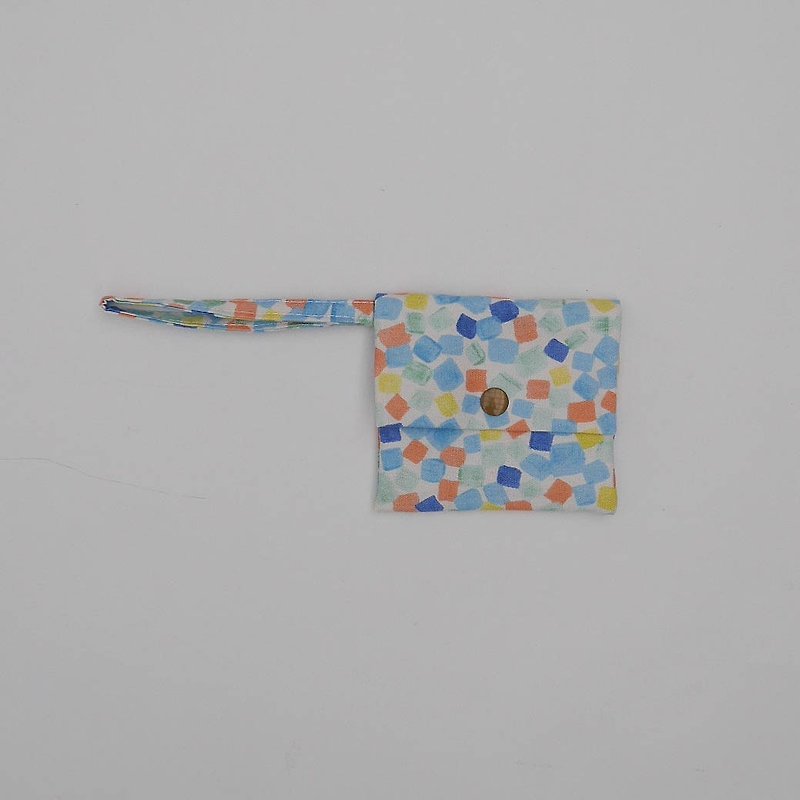 ブルーレンガ色の小さな財布を印刷 - 財布 - コットン・麻 ブルー
