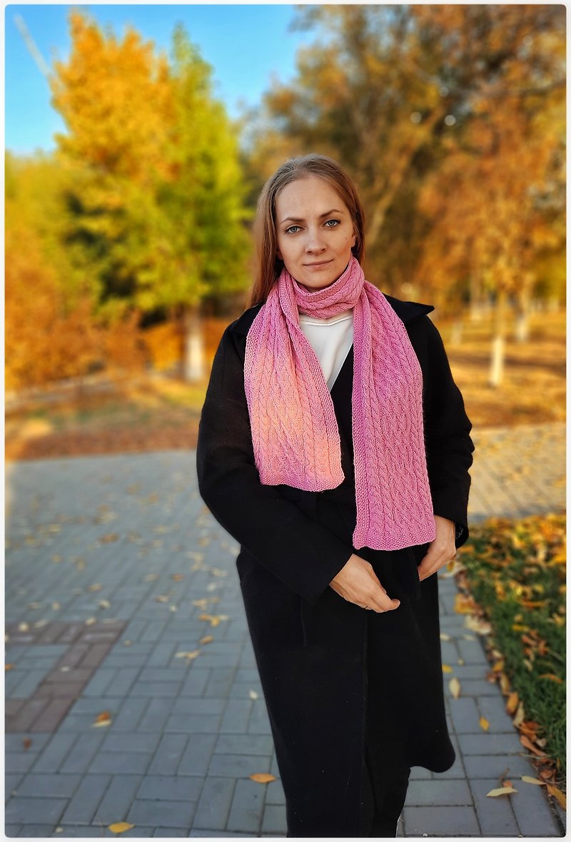 Wood Scarves Pink - Winter cashmere infinity scarf knit women , handmade gift , Christmas gift ,