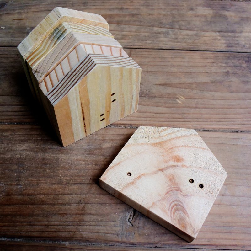 房子吐司條杯墊 - 杯墊 - 木頭 橘色