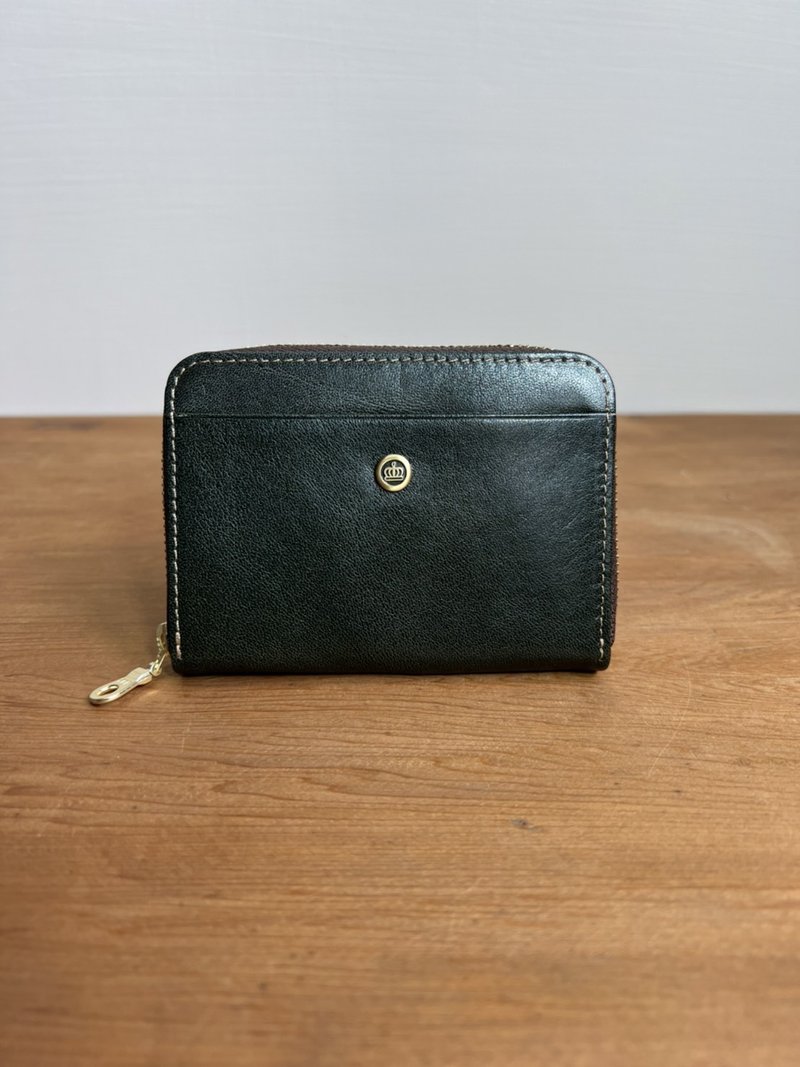 Italian Vegetable Tanned Leather Japanese Zipper ㄇ Coin Purse- Forest Green - กระเป๋าใส่เหรียญ - หนังแท้ 