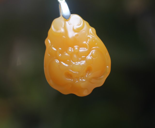 瑞獣】黄龍翡翠ネックレス 幻獣饕餮ペンダント 翡翠ペンダント