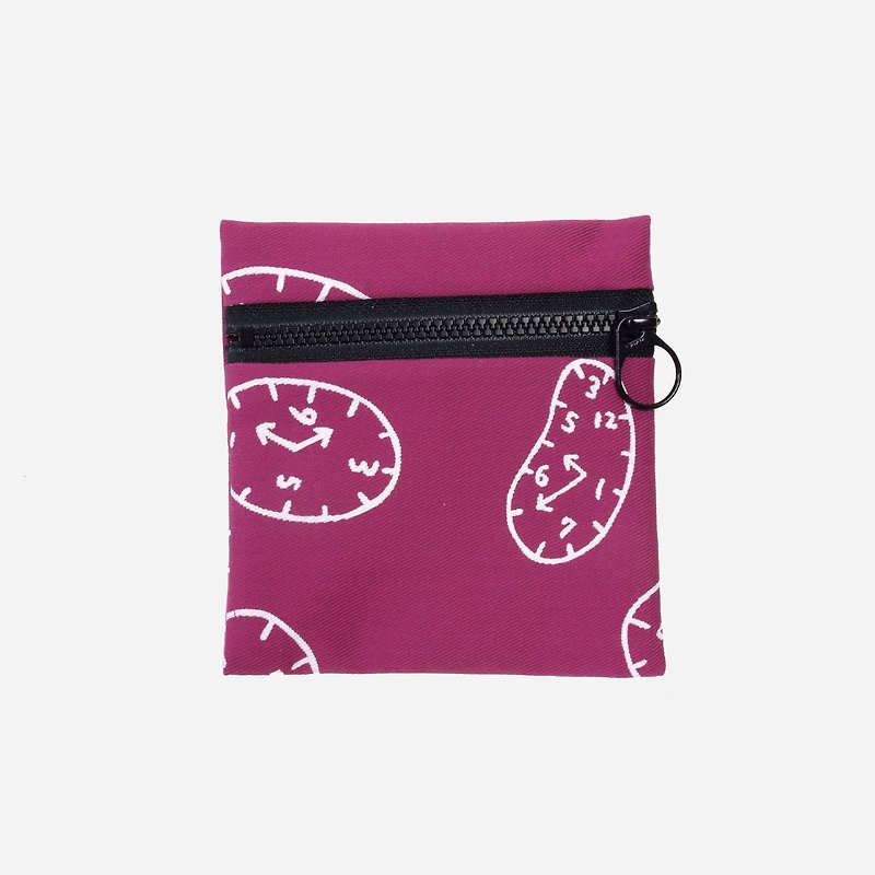【HEYSUN】時間系列/時鐘的輪廓絹印小零錢包-迷幻紫 - 散紙包 - 紙 紫色