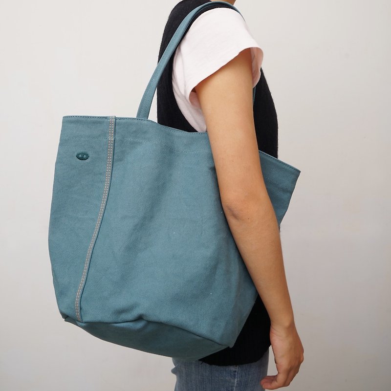 MOGU/Canvas Shoulder Tote Bag/Mountain Green/Small Cam - Messenger Bags & Sling Bags - Cotton & Hemp Green