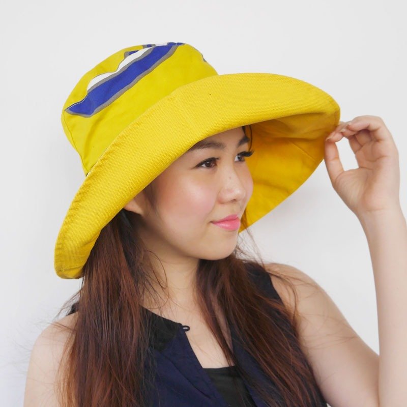 ATIPA時尚可逆寬邊太陽帽（太陽紫外線防護） - 帽子 - 聚酯纖維 黃色