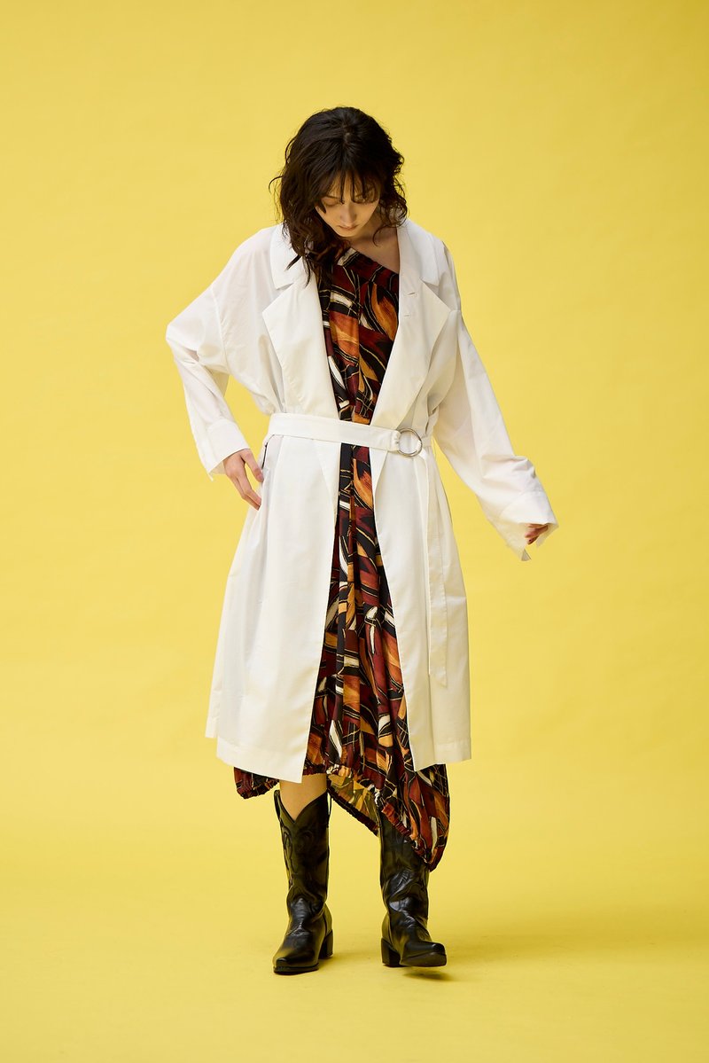 Notched lapel drop shoulder coat - เสื้อแจ็คเก็ต - วัสดุอื่นๆ ขาว