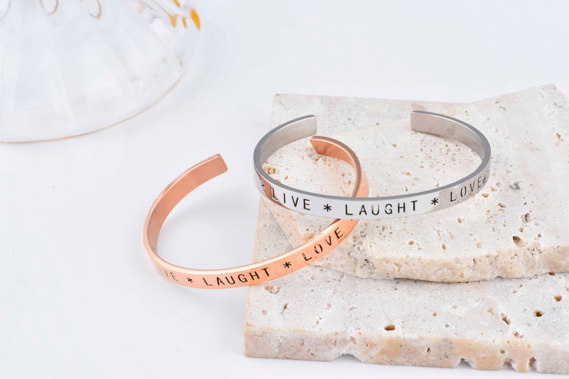 316 Medical steel | Live Laugh Love Live, laugh and love bracelet - สร้อยข้อมือ - สแตนเลส 