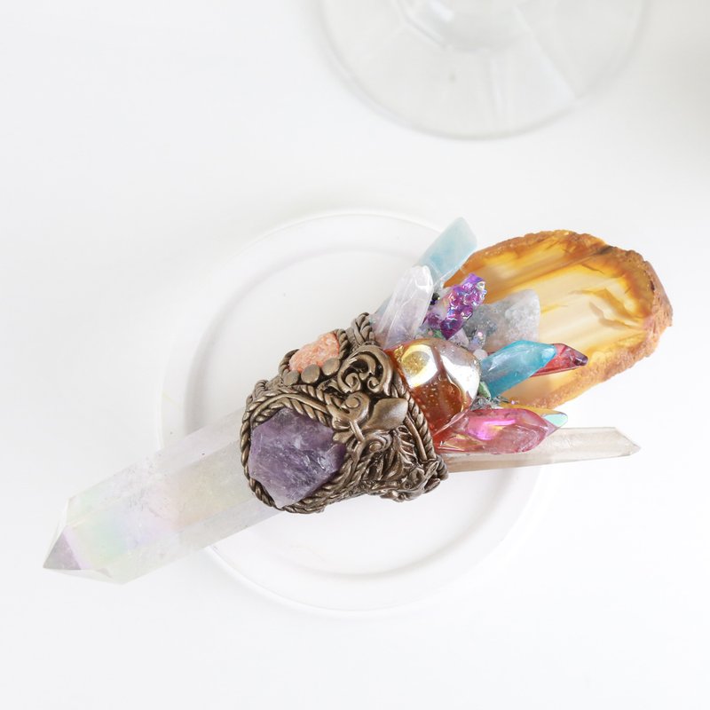 奧根Uluru魔杖~光環與紅玉髓 - 擺飾/家飾品 - 水晶 白色