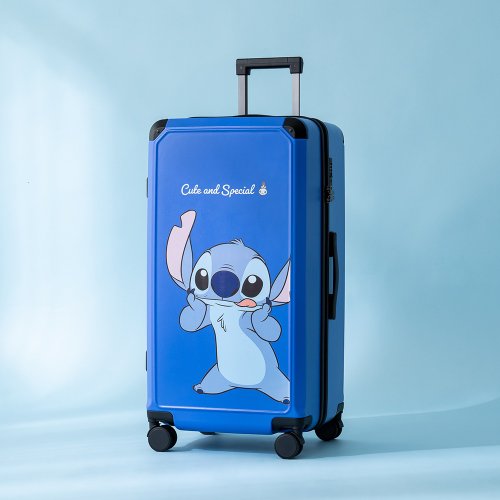 TLCSTORE 卡若特品牌館 【迪士尼Disney】史迪奇28吋拉鍊款胖胖箱 行李箱 旅行箱-藍