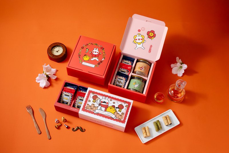 Limited time [King of Beard] Lazy Rabbit and Mr. Chirp jointly named Rich Chirp at the Door 5-piece gift box - เค้กและของหวาน - วัสดุอื่นๆ 