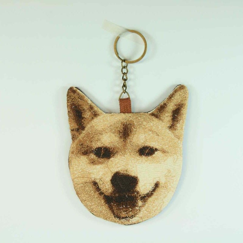 Shiba Inu embroidered key ring 02-- - Keychains - Cotton & Hemp Brown