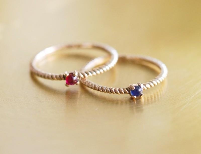 Plump Sapphire / Ruby Pinky Ring K10YG [Made to order] - General Rings - Gemstone 