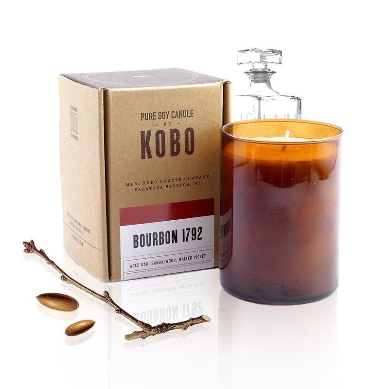[KOBO]アメリカンダイズオイルキャンドルアメリカンウイスキー（435g /燃焼100時間） - キャンドル・燭台 - 蝋 ブラウン