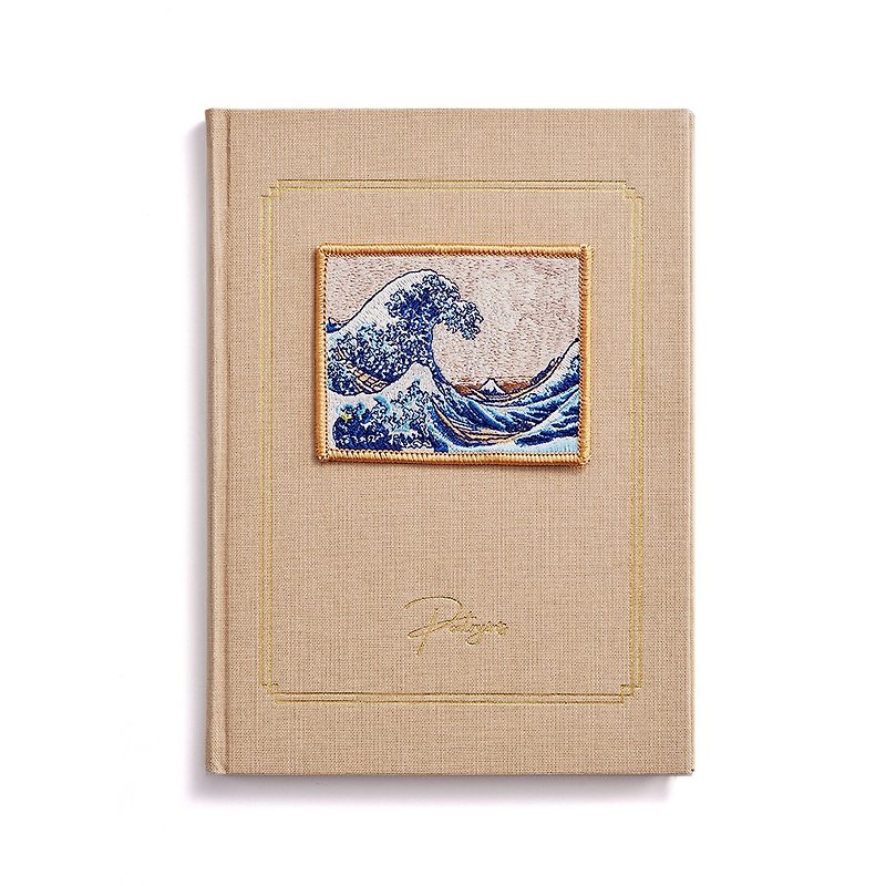 [Limited] Fine embroidery / Royal Dutch cloth notebook Katsushika Hokusai [Kanagawa Surfing] - Notebooks & Journals - Thread 