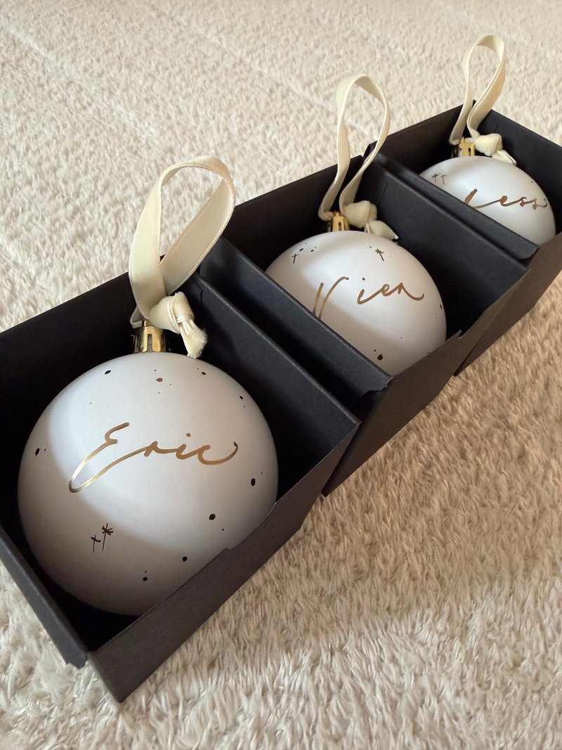 手寫西洋書法 聖誕禮物 聖誕樹掛飾 玻璃球 波波 聖誕球 裝飾 - 裝飾/擺設  - 防水材質 白色