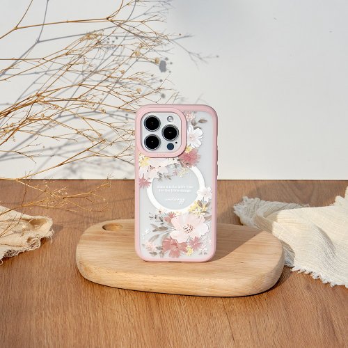 TOYSELECT wwiinngg浪漫粉花極光霧透 MagSafe iPhone手機殼