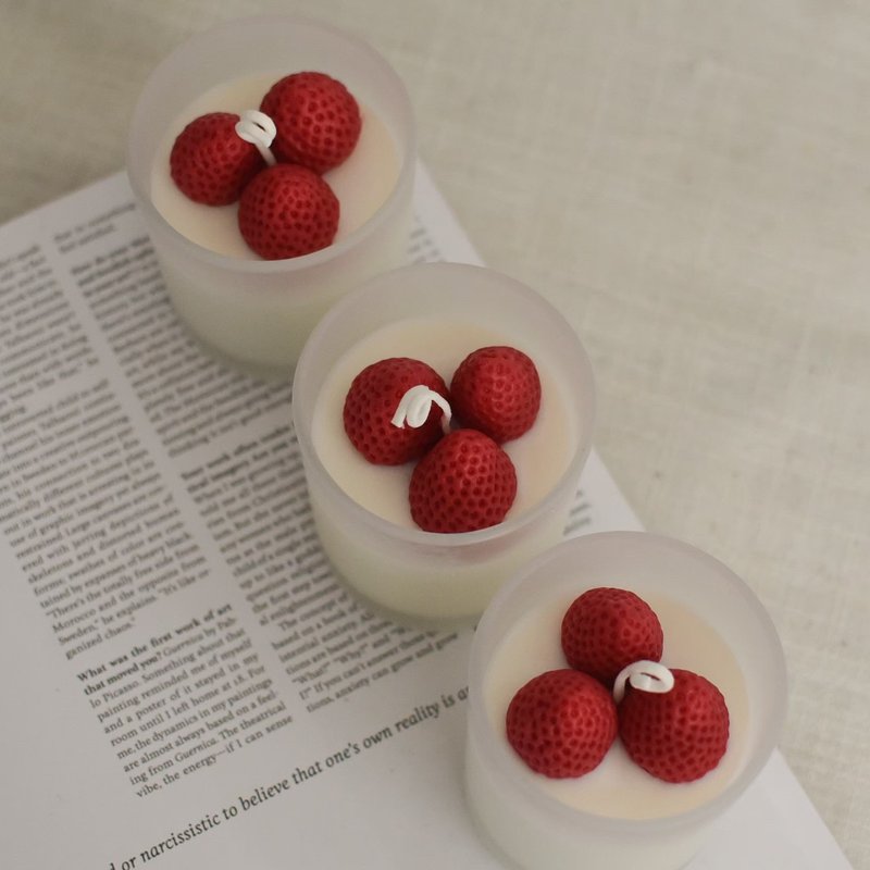 /草莓容器蠟燭/生日禮物 香氛 七夕 情人節 教師節 蠟燭 伴娘禮 - 香氛蠟燭/燭台 - 玻璃 紅色