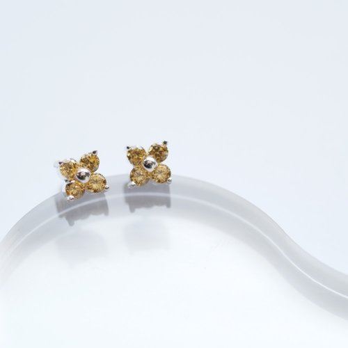 Citrine Flower Earrings Silver 925