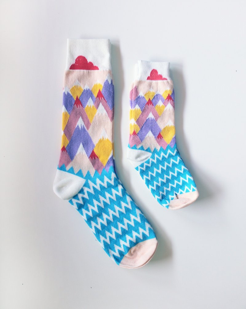 ▲ Small mountain grass and small clouds ▲ COMME MOI parent-child socks series (a pair of big-foot socks + a pair of small-foot socks): 500 yuan gift - Kids' Shoes - Cotton & Hemp Multicolor