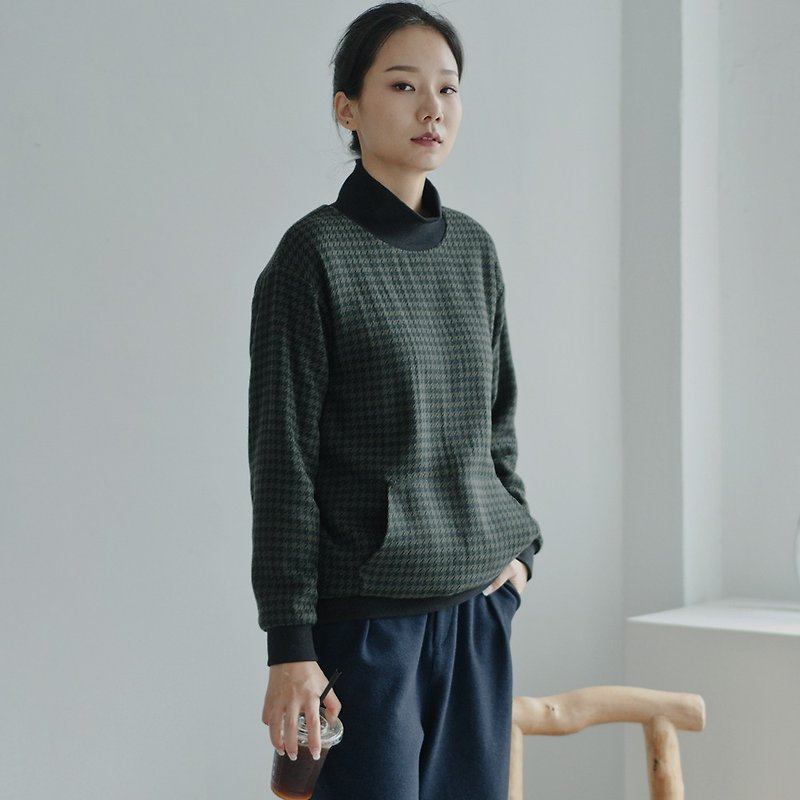 BUFU vintage High-collar and Thicker sweater  O180403 - เสื้อผู้หญิง - ผ้าฝ้าย/ผ้าลินิน สีเขียว