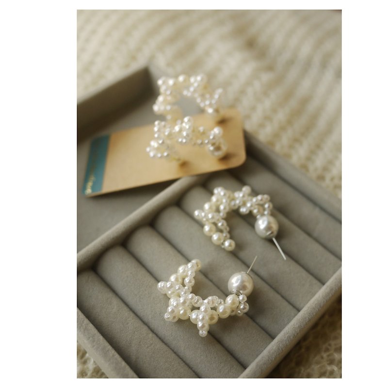 Yueer Wanwan | pierced earrings | pierced earrings | elegant - Earrings & Clip-ons - Other Materials White