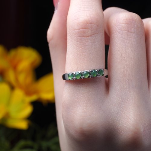 瓔珞珠寶盒 E.L.Jewelry Box 冰綠翡翠蛋面戒指 925純銀 | 天然緬甸玉A貨翡翠 | 送禮