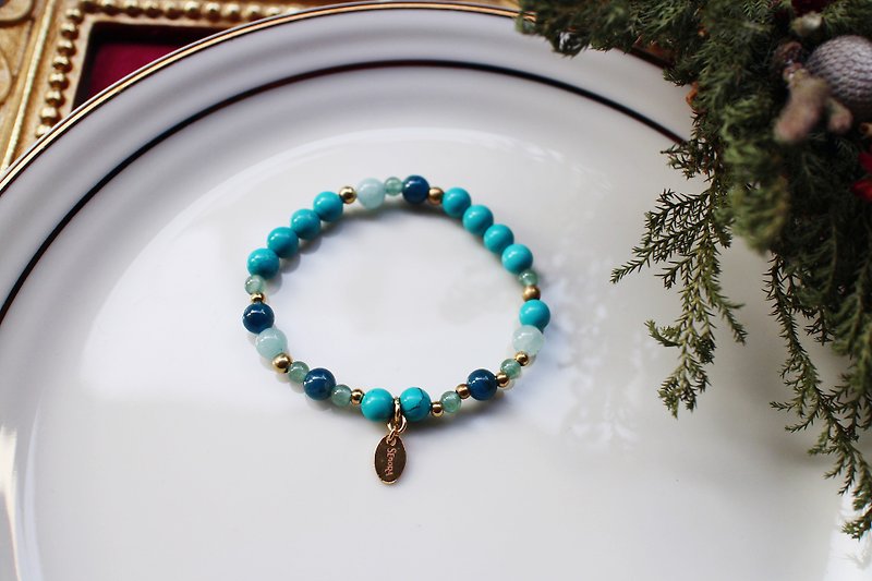 <Slow temperature natural stone series>C1054 turquoise bracelet - สร้อยข้อมือ - เครื่องเพชรพลอย 