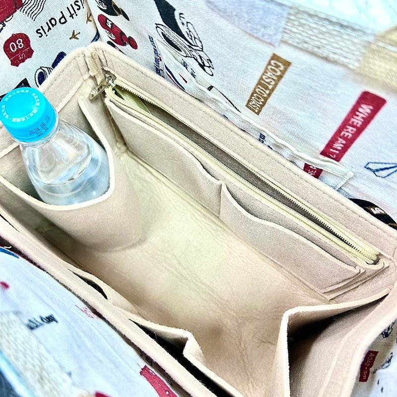Felt bag-in-bag cosmetic bag storage bag – expandable square bag - กระเป๋าเครื่องสำอาง - ผ้าฝ้าย/ผ้าลินิน หลากหลายสี