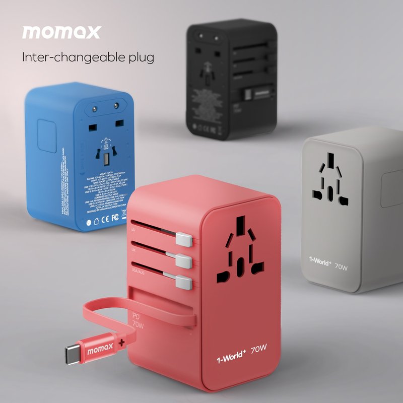 Momax 1-World+ 70W GaN Retractable USB-C Cable UA18 - แกดเจ็ต - โลหะ หลากหลายสี