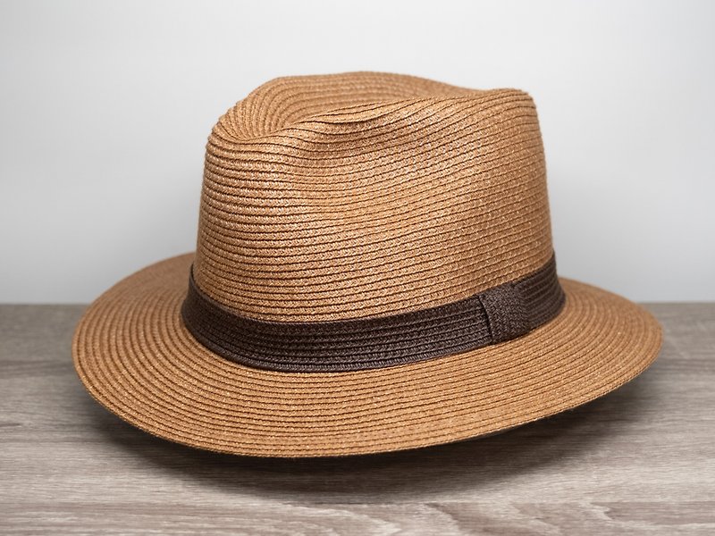British simple gentleman's hat - deciduous Brown paper thread weaving - หมวก - กระดาษ สีนำ้ตาล