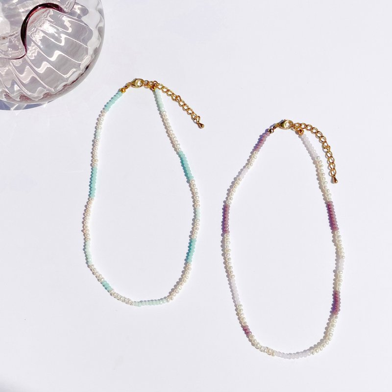 Necklace Crystal w/Petite Pearl - 手鍊/手環 - 珍珠 多色