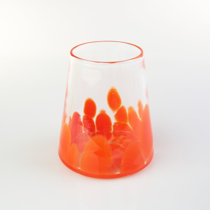 Red spotted small vase hand-made glass hand-blown - ถ้วยชาม - แก้ว สีแดง