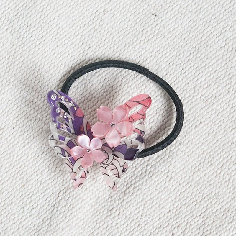 Foo autumn, butterfly hair bundle, hair ring - purple - เครื่องประดับผม - อะคริลิค สีม่วง