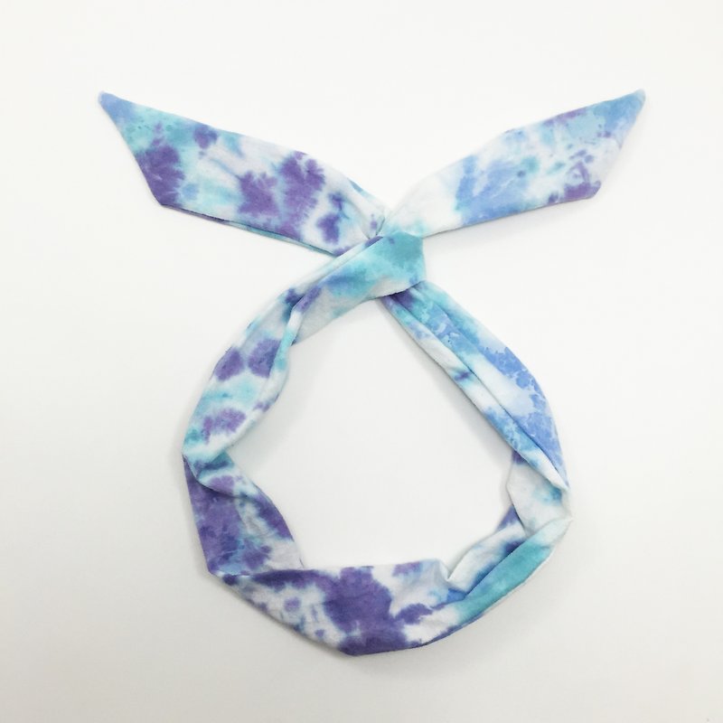 Tie dye/handmade/Headband [Tanzanitel] - เครื่องประดับผม - ผ้าฝ้าย/ผ้าลินิน สีน้ำเงิน